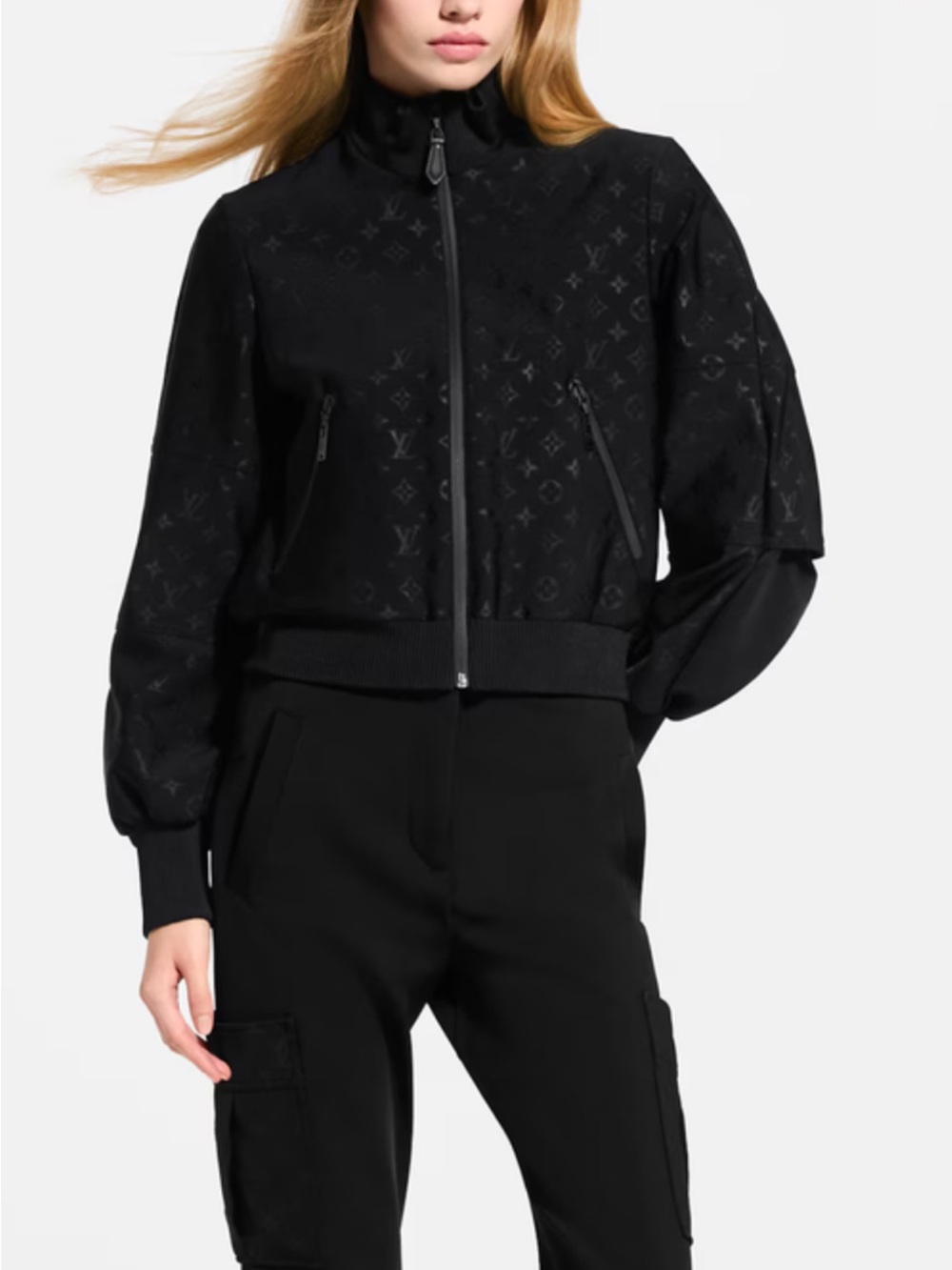 Louis Vuitton Black Monogram Zip-Up Bomber Jacket